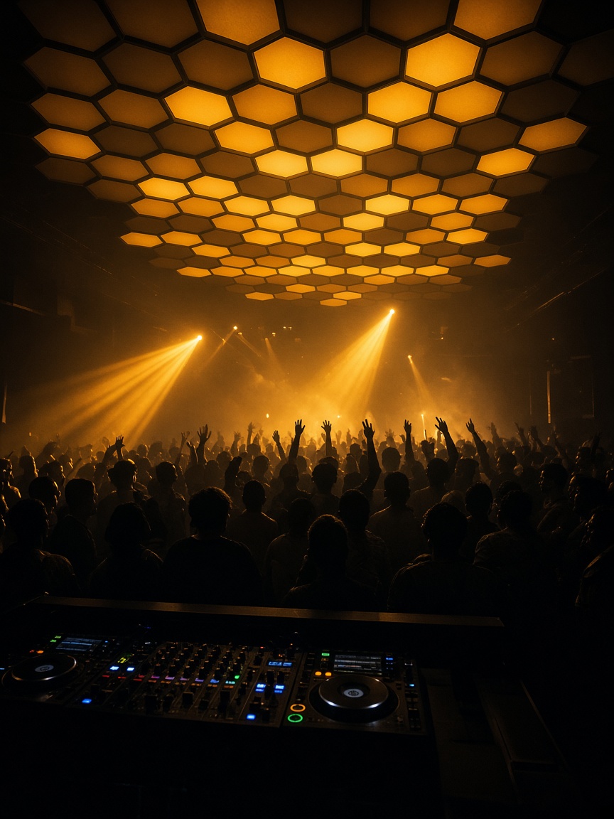 DJ and dance floor at The Hive Lounge nightclub