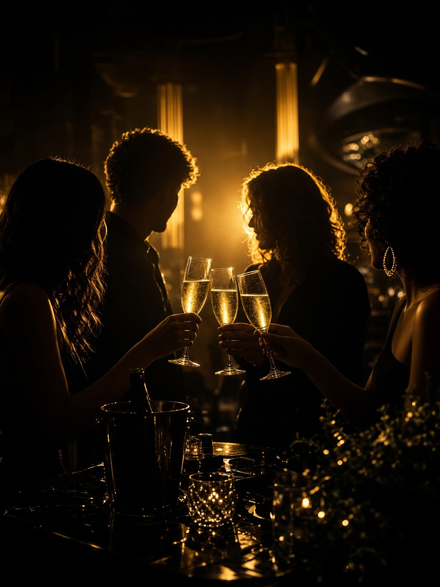 Friends celebrating at The Hive Lounge