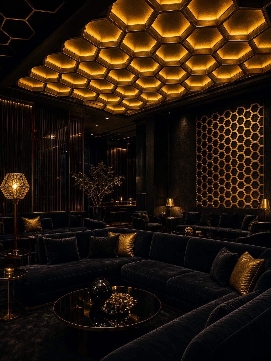 Luxury lounge seating and lighting at The Hive Lounge in Feasterville-Trevose, PA
