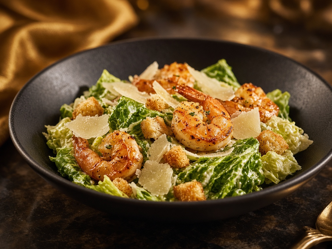 Caesar salad with shrimp